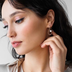 Cercei argint lungi rose gold cu perle naturale albe DiAmanti SK23221GE_W-G (Argint 925‰ 3,6 g.)